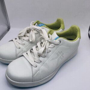 Women’s White Sneakers Casual Comfort Shoes Lime Lining Kuru Cloud ROAM 7.5
